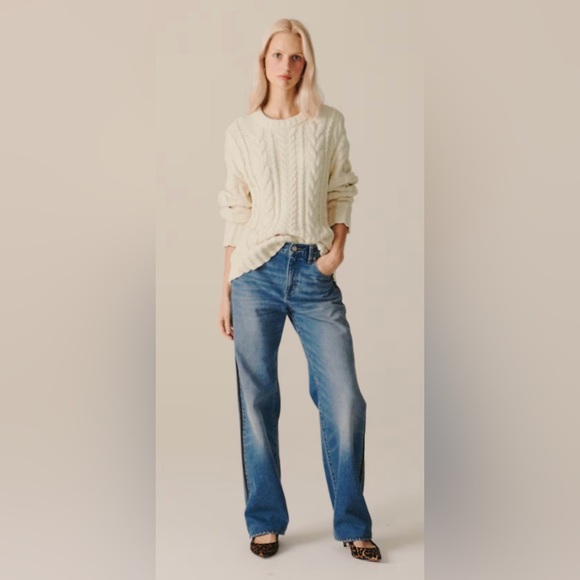 J.Crew petite Mid-rise relaxed straight jean with velvet stripe - Picture 3 of 13